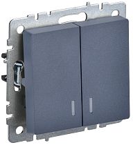 BRITE Выключатель 2-клавишный с индикацией 10А ВС10-2-1-БрМ маренго  IEK