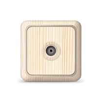 Розетка телевизионная одноместная серия "Олимп", о/у, тупиковая, 75Ом, ч/д 4-2400Мгц, сосна (еврослот) UNIVERSAL