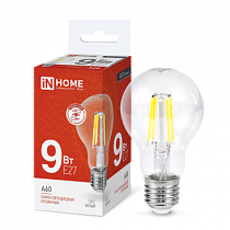 Лампа светодиодная LED-A60-deco 9Вт 230В Е27 4000К 1040Лм прозрачная IN HOME Лампа светодиодная LED-A60-deco 9Вт 230В Е27 4000К 1040Лм прозрачная IN HOME