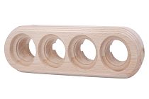 Рамка 4-местная для монтажа с декоративной трубой, бук, цвет натурель (1 выход) Bironi