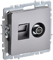 BRITE Розетка двойная TV+RJ45 кат.5E РТВ/РК12-БрС сталь  IEK