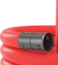 Двустенная труба ПНД гибкая для кабельной канализации д.63мм с протяжкой, SN13, 500Н, в бухте 50м, цвет красный DKC