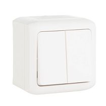 Выключатель двухклавишный наружный IP44 10А, белый Quteo Legrand