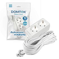 Удлинитель быт. "DOMTOK" 2гн., ПВС 3*1, 3,5кВт, з/к 10м Удлинитель быт. "DOMTOK" 2гн., ПВС 3*1, 3,5кВт, з/к 10м