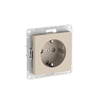 AtlasDesign Песочный Розетка с заземлением со шторками, 16А, мех., быстрозажим. клемм