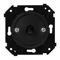 Выключатель одноклавишный проходной (скрытый монтаж), пластик, цвет Черный матовый (тумблерный) Bironi