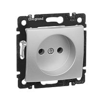 VALENA DIY Розетка 1-местная без заземления без защитных шторок 16А алюминий