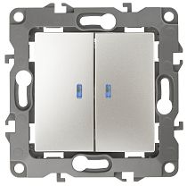 Выключатель ЭРА 12 12-1105-15 10А 250В перламутр двухклавишный с подсветкой