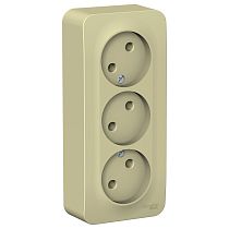 Blanca открытая установка с изолированной пластиной Бежевый Розетка тройная без заземляющего контакта 16А Systeme Electric (Schneider Electric)