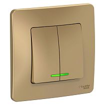 Blanca скрытая установка Титан Выключатель 2клавишный  с подсветкой  10А Systeme Electric (Schneider Electric)