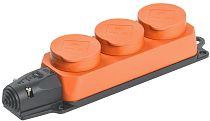 Розетка трехместная ОМЕГА РБ33-1-0м IP44 каучук оранжевый  IEK