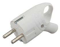 Вилка ЭРА с заземлением угловая с кольцом 16A, Белый, ABS-пластик, Vx4-W