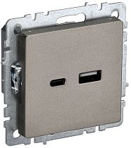 Розетка BRITE USB A+C 18Вт РЮ11-1-БрШ шампань  IEK