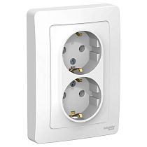 Blanca скрытая установка Белый Розетка двойная с заземлением, 16А Systeme Electric (Schneider Electric)