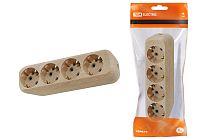 Колодка розеточная 4 гнезда 2П+3 16А 250В "Эко" (сосна)  TDM