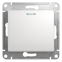 Glossa Белый Переключатель 1 клавишный  с подсветкой  сх.6а, 10АХ Systeme Electric (Schneider Electric)