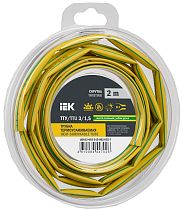 Трубка термоусадочная ТТУ нг-LS 3/1,5 желто-зеленая (2м/упак)  IEK