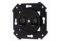 Розетка телевизионная двойная, оконечная (скрытый монтаж), Песочное золото матовый Bironi