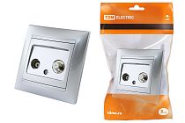 Розетка TV ("мама") + SAT (F-разъем) 0-2400МГц серебр. металлик "Лама"  TDM