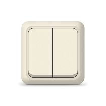 Выключатель двухклавишный Олимп, открытой установки, 10А, 220В, бежевый UNIVERSAL