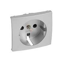 VALENA Лицевая панель для розетки с заземлением с защитными шторками алюминий