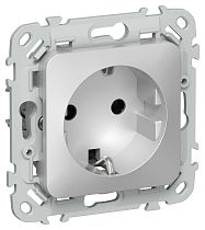 FLITE Розетка с заземлением без защитных шторок безвинтовое крепление 16А РС11-1-ФлА алюминий IEK