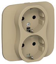 FLITE Розетка 2-местная с заземлением без защитных шторок безвинтовое крепление 16А РС12-1-А-ФлХ хаки IEK