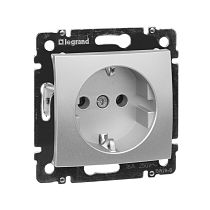 VALENA Розетка 1-местная с заземлением без защитных шторок 16А алюминий