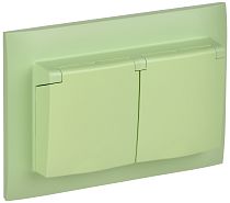 SKANDY Розетка 2-местная и крышкой 16А в сборе IP44 SK-R12G мятный IEK