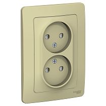 Blanca скрытая установка Бежевый Розетка двойная без заземляющего контакта со шторками, 16А Systeme Electric (Schneider Electric)
