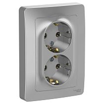 Blanca скрытая установка Алюминий Розетка двойная с заземлением, 16А Systeme Electric (Schneider Electric)