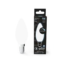 Лампа светодиодная Gauss Filament Свеча 9Вт 610lm 4100К Е14 milky диммируемая Лампа светодиодная Gauss Filament Свеча 9Вт 610lm 4100К Е14 milky диммируемая