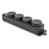 Розетка (колодка) четырехместная с защит. крышками каучуковая 230В 2P+PE 16A IP44 EKF