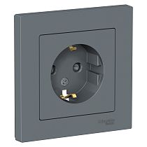 AtlasDesign Грифель Розетка с заземлениемсо шторками 16А, (в сборе с рамкой) Systeme Electric (Schneider Electric)