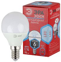Лампа светодиодная ЭРА RED LINE ECO LED P45-6W-840-E14 шар нейтральный белый свет