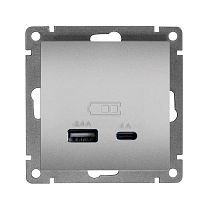 "Афина" Роз. USB Type-A + Type-C серебро "Афина" Роз. USB Type-A + Type-C серебро