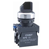 Переключатель без подсветки NP8-11X/212, 2 положения фиксацией, черный, 1НО+1НЗ, IP65 (R) CHINT