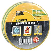 Изолента ПВХ 0,13х15 мм желто-зеленая 10 метров  IEK