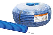 Труба гофрированная ПНД d 16 с зондом (100 м) легкая синяя  TDM