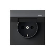 ARTGALLERY РОЗЕТКА с заз.со шт.с крышк, 16А, IP44,  механизм, быстрозажим. клем., КАРБОН