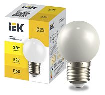 Лампа LIGHTING светодиодная декоративная G60 шар 3Вт 230В теплый белый E27 IEK Лампа LIGHTING светодиодная декоративная G60 шар 3Вт 230В теплый белый E27 IEK