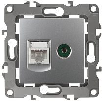 Розетка ЭРА 12 12-3110-03 алюминий телевизионная + интернет