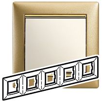 Рамка пятипостовая горизонтальная матовое золото VALENA Legrand