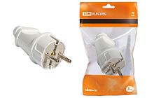 Вилка прямая с/з белая 16А 250В  TDM