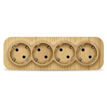 Розетка четырехместная серия "IONICH", с заземлением, открытой установки, 16А, 220В, "сосна" (еврослот)
