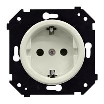 Розетка с заземляющим контактом (скрытый монтаж), Слоновая кость матовый Bironi