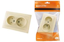 Розетка двойная 2П с защ. шт. 10А 250В сл. кость "Таймыр"  TDM