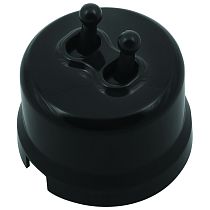 Выключатель тумблерный, двойной, пластик, черный JANTERA