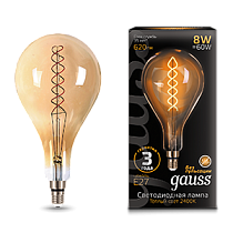 Лампа светодиодная Gauss Vintage Filament Flexible A160 8Вт E27 Golden 620lm 2400K