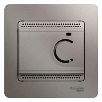 Glossa Платина Терморегулятор для т/п с датчиком, от +5 до +50°C,10A (в сборе с рамкой) Systeme Electric (Schneider Electric)